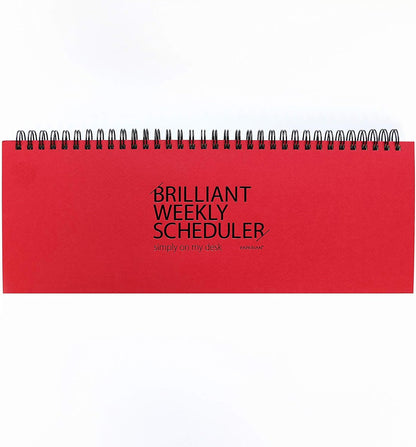 PAPERIAN Brilliant Weekly Scheduler - Wirebound Undated Weekly Planner Pad Scheduler (Red)