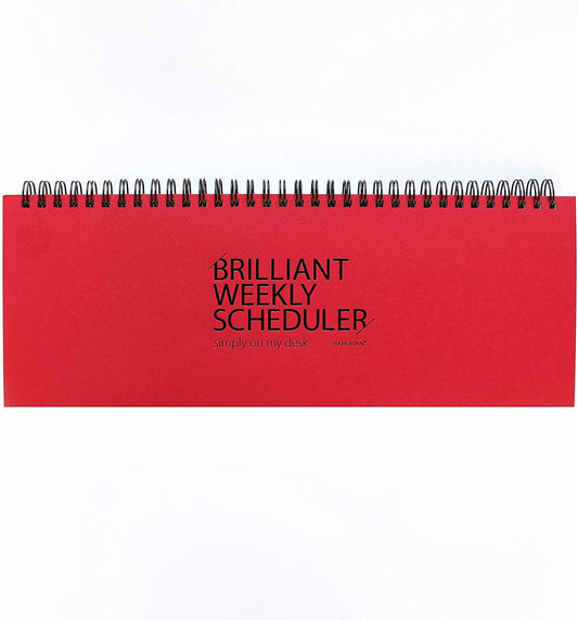 PAPERIAN Brilliant Weekly Scheduler - Wirebound Undated Weekly Planner Pad Scheduler (Red)