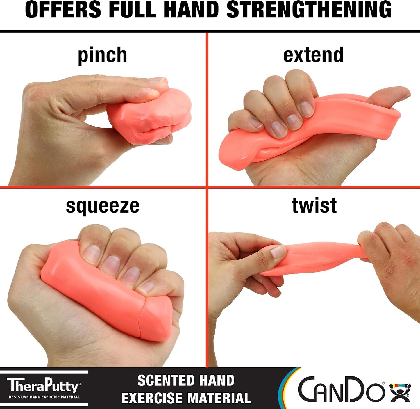 CanDo TheraPutty Scented Hand Exercise Putty for Rehabilitation, Exercises, Hand Therapy, Occupational Therapy, Cherry Red Soft 5lb
