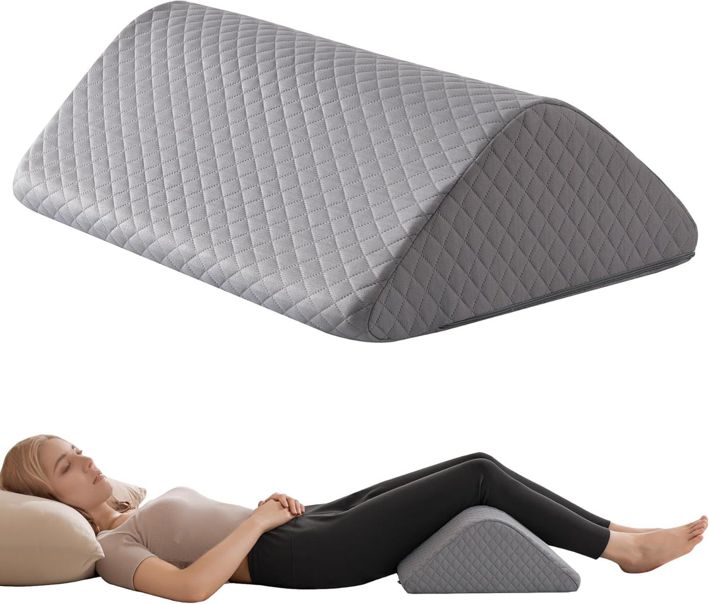 Knee Wedge Pillow for Post-Surgery Recovery-Leg Elevation Support for Sleep Position, Alleviating Lower Back & Hip Pain Enhancing Circulation in Ankles Legs Triangle Pillow with Removable Cover