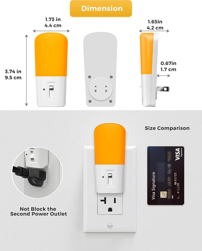 L LOHAS LED Amber Night Light, Dimmable Plug in Yellow Night Light with Dusk to Dawn Sensor, Kids Night Lights for Bedroom, 5-80LM Suit for Nursery, Hallway, Stairway,Bedroom, Bathroom, 2Pack