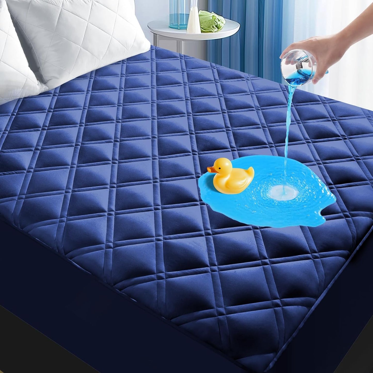 Queen Mattress Protector Waterproof, Mattress Pad Fitted Deep Pocket 8"-21"