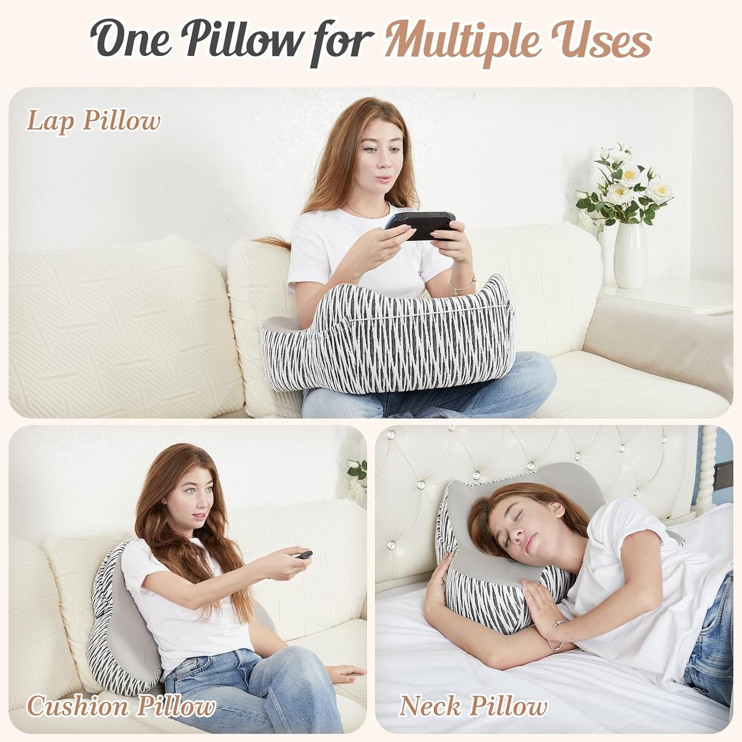 DONAMA Cervical Pillow for Neck and Shoulder,Contour Memory Foam Pillow,Ergonomic Neck Support Pillow for Side Back Stomach Sleepers with Pillowcase