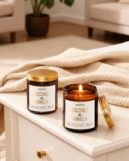 AOOVOO Coconut Vanilla Candles - 9 oz Scented Candles, Aromatherapy Candle, Soy Candle for Home Scented