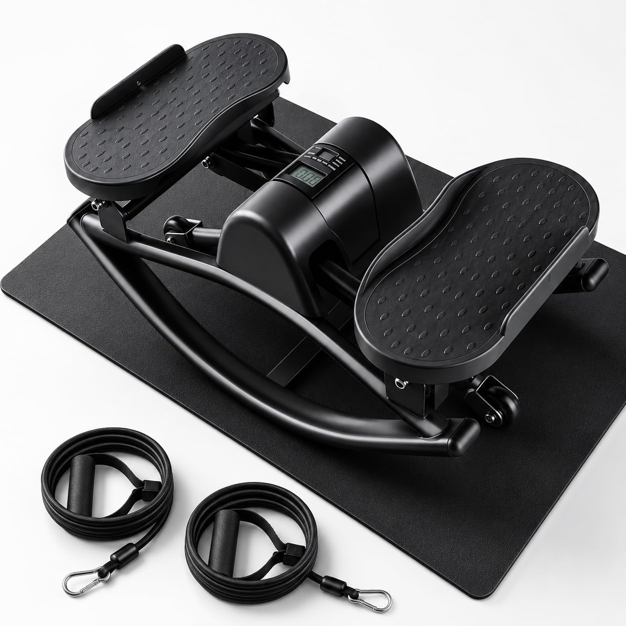 Rock Stepper for Exercise at Home, Rocking Stepper Side to Side with Resistance Bands & Digital Display, 300 LBS Capacity Full Body Workout Low-Impact Knee-Friendly Anti-Slip Side Stepper