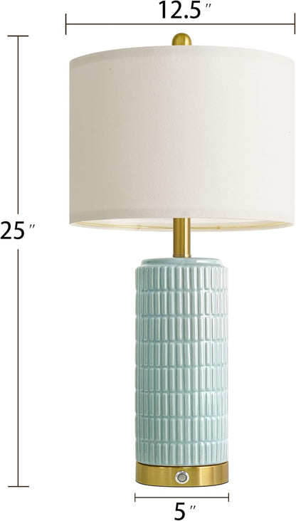 PoKat Touch Bedside Table Lamps with 2 USB for Bedroom Living Room, 25''