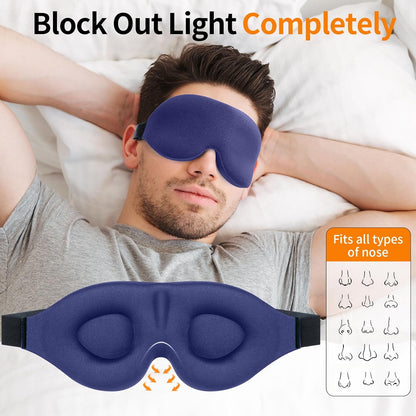 NEWVANGA Sleep Mask for Back and Side Sleeper, Block Out Light, Luxury Sleeping Eye Mask of 3D Night Blindfold, Zero Pressure Breathable Travel Eye Cover Black