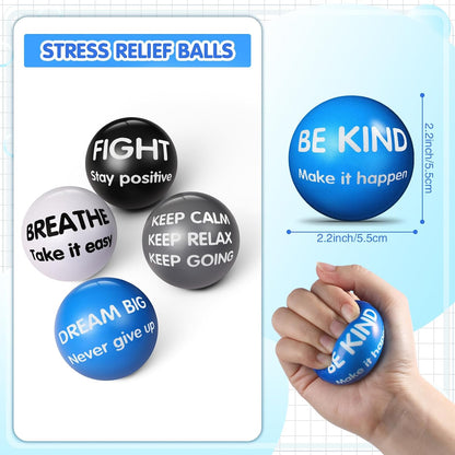 Liliful 100 Pcs Motivational Stress Balls Bulk Inspirational Squeeze Balls for Adults Anxiety Relief Fidget Toys Office Employee Gifts Classroom Rewards 2.2 Inch (Bright Colors)