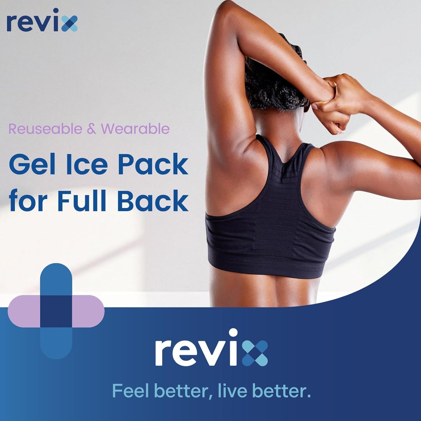 REVIX XXL Full Back Ice Pack Wrap, Reusable Gel Cold Compress for Upper and Lower Back, Long-Lasting Flexible Ice Pack for Muscle Fatigue, Soreness, and Post-Workout Recovery