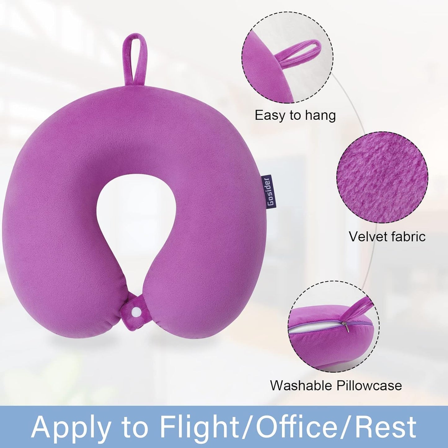 Neck Pillows for Sleeping Travel Pink Travel Pillow Comfortable U Shape Memory Foam Pillows Neck and Head Support Portable Travel Neck Pillow Suitable for Planes, Trains, Self-Driving Cars