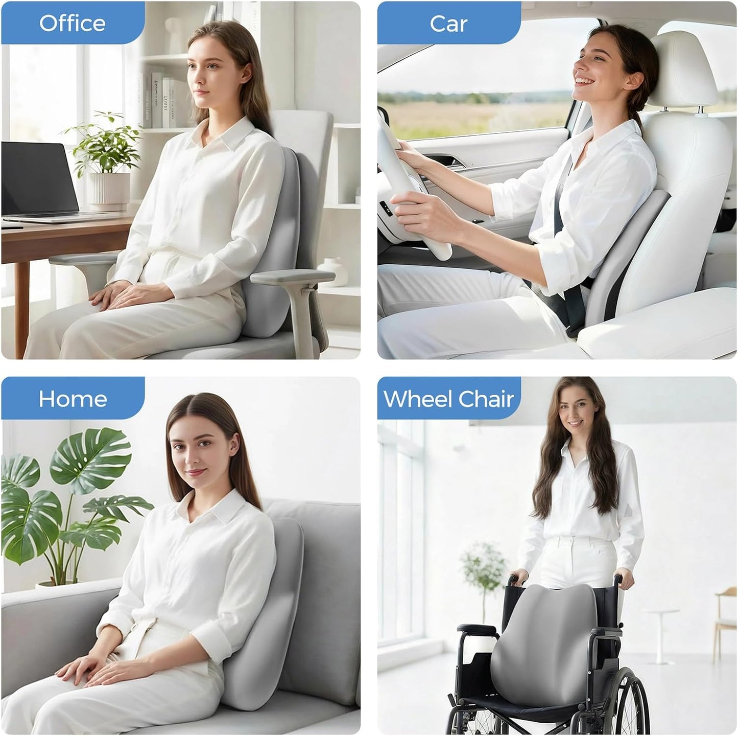 BEBAS Lumbar Support Pillow for Car, Memory Foam Back Cushion for Driving, Ergonomic Lumbar Pillow for Pain Relief, Comfort Lower Back Support for Office Chairs, Car Seat, Wheelchair -Black