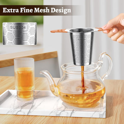 Tea Infuser for Loose Leaf Tea,Stainless Steel Tea Infuser with Heat Proof Silicone Handles,Extra Fine Mesh Tea Strainers Filter Fine Tea Leaves Effectively,Fits TeaPots/Mugs