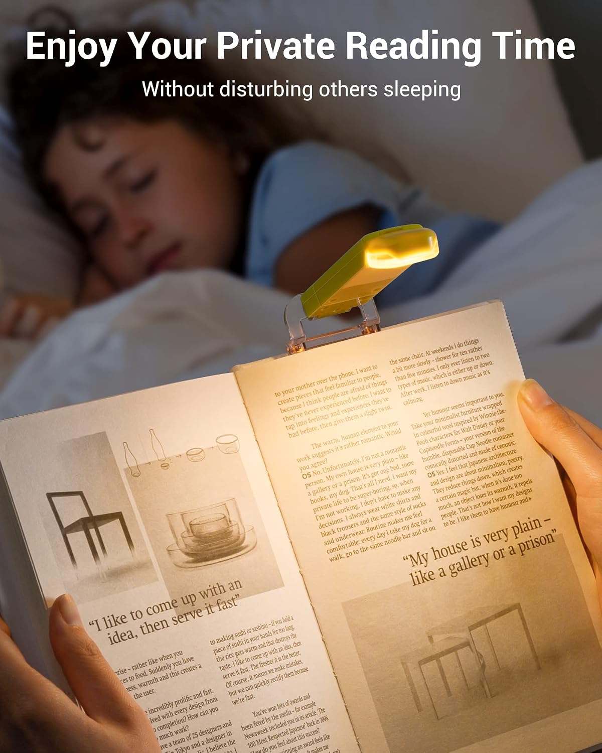 DEWENWILS USB Rechargeable Book Light for Reading in Bed, LED Book Reading Lights with Clip, Perfect for Bookworms, Kids, Warm White, Brightness Adjustable (Blue)