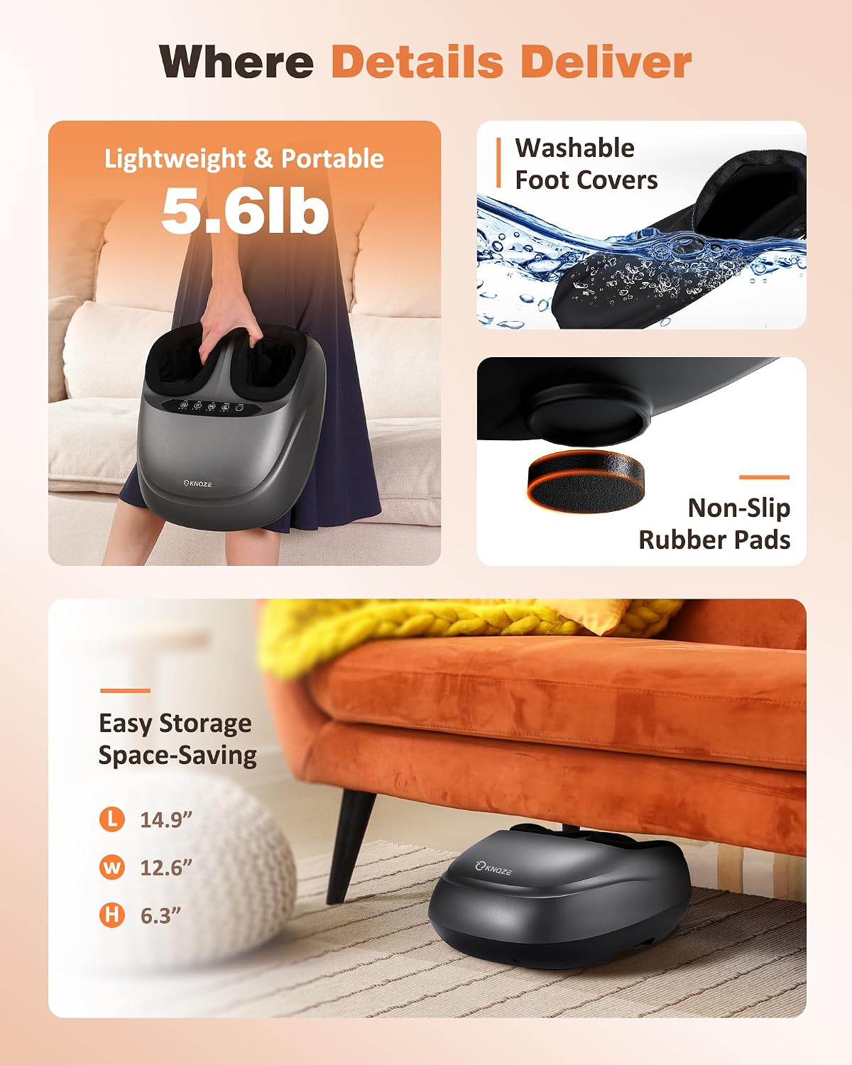 KNQZE Shiatsu Foot Massager with Heat, Compression, Deep Kneading Foot Massage for Plantar Fasciitis Relief, Remote Control, Multi Massage Modes, Auto Shut-Off Timer, FSA Eligible, Gifts for Women Men
