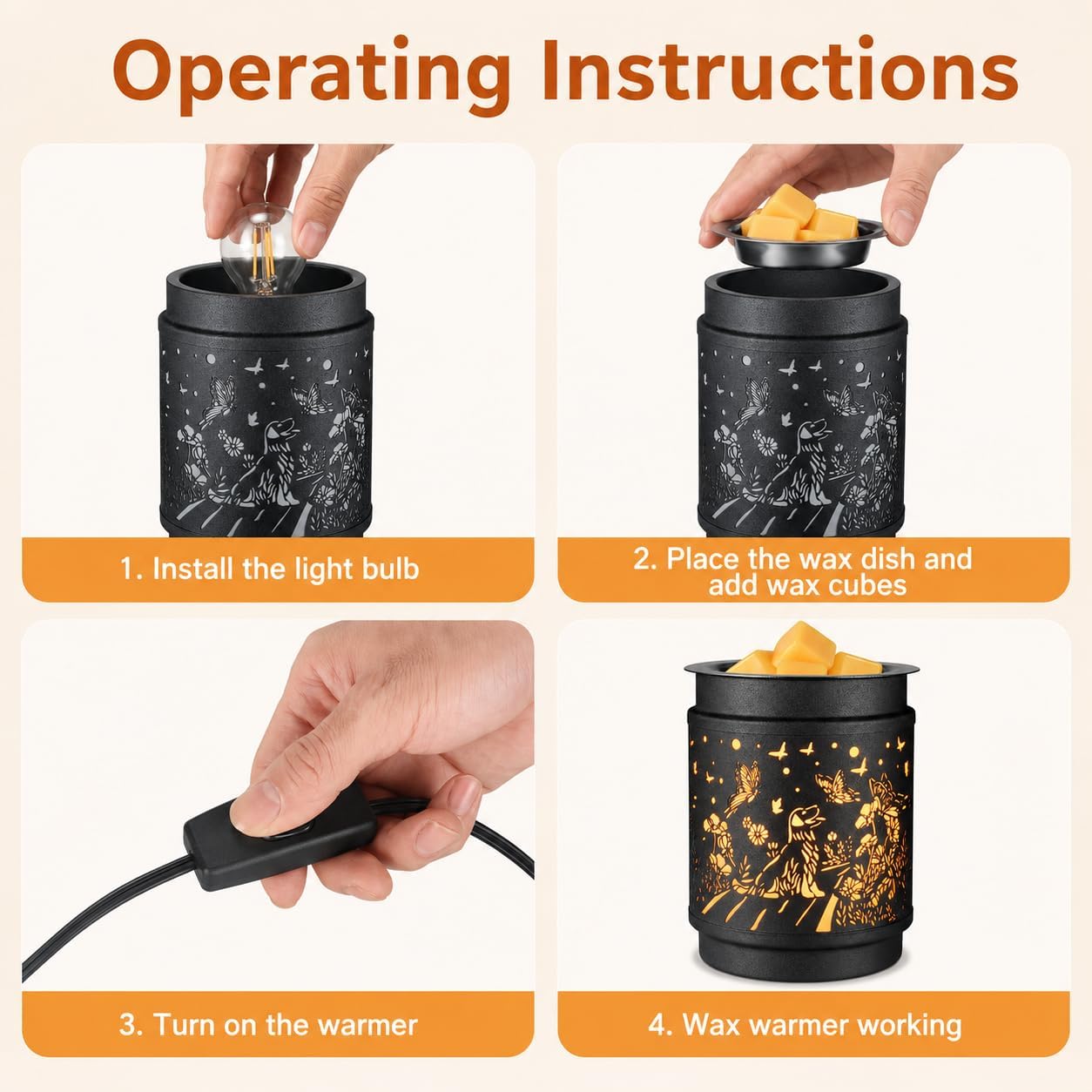 kobodon Wax Melt Warmer Metal Wax Warmer for Scented Wax Electric Fragrance Candle Oil Burner 2 in 1 Wax Melts as Gifts for Moms Grandma Women Girls(Sunflower)