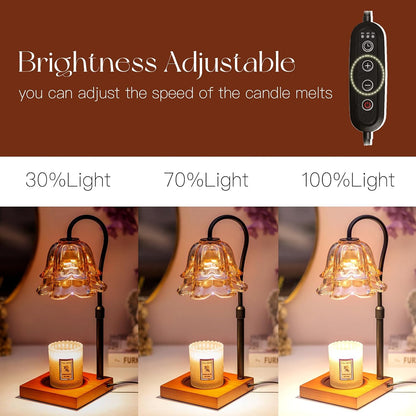 Candeldo Candle Warmer Lamp with Timer: Flower Gold Candle Lamps Height Adjustable Wax Melt House Warming Gifts New Home Decor Mothers Day Birthday Gift for Women Mom