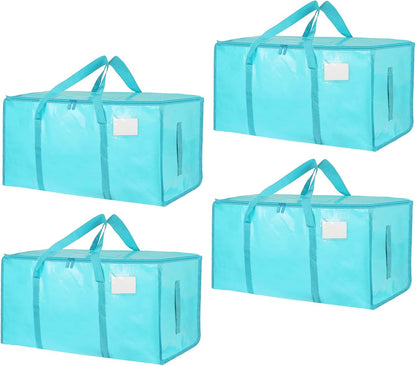 Moving Bags Extra Large - Heavy Duty Storage Totes with Wrap-Around Handles & Reinforced Zippers - Foldable Moving Box Alternative, Water-Resistant for Dorm, Closet & Under Bed Storage (Clear)