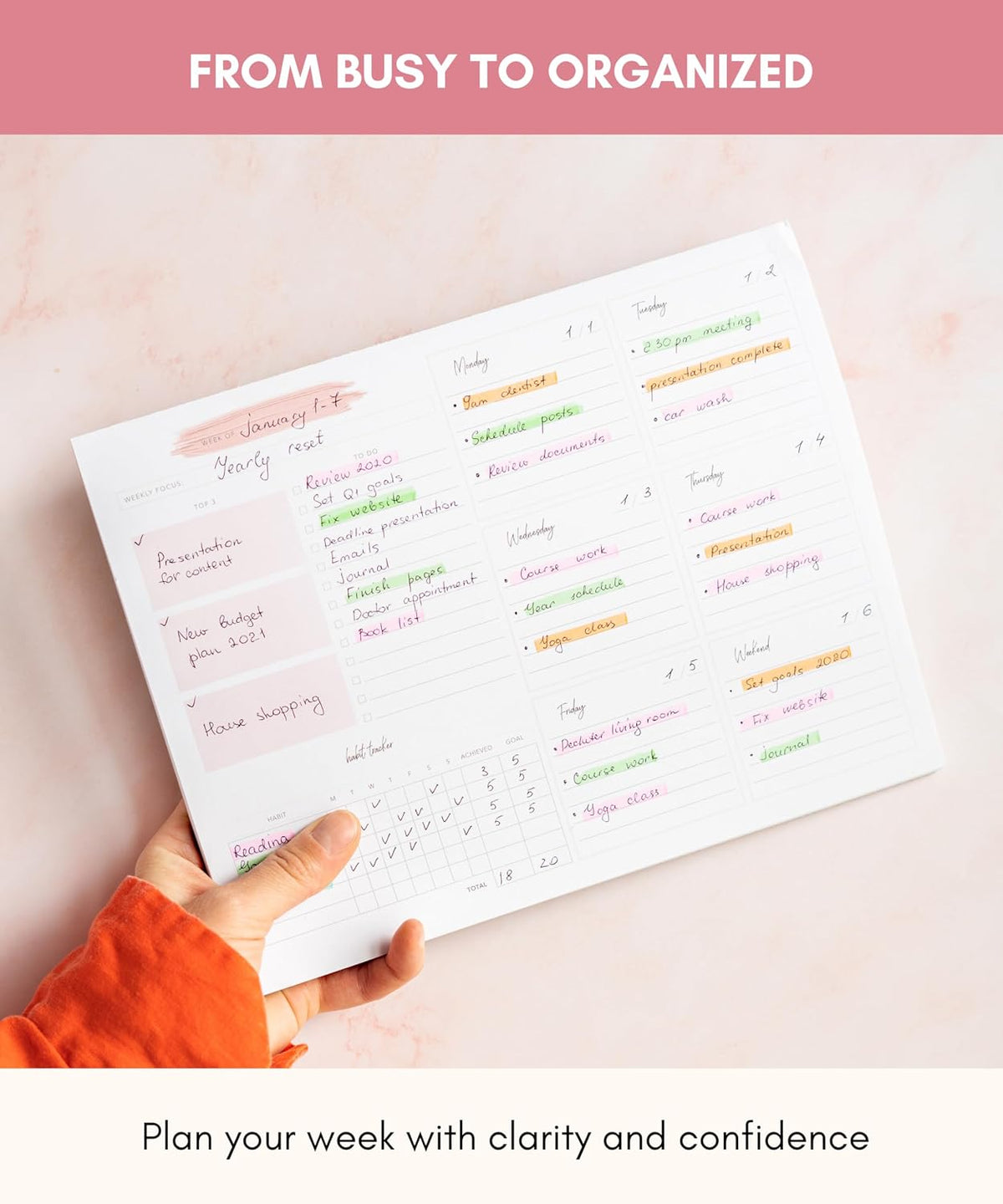 Lamare Weekly Planner Notepad – Premium Undated Weekly To Do List Notepad