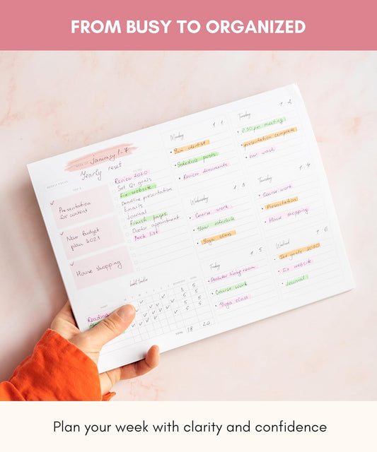 Lamare Weekly Planner Notepad – Premium Undated Weekly To Do List Notepad