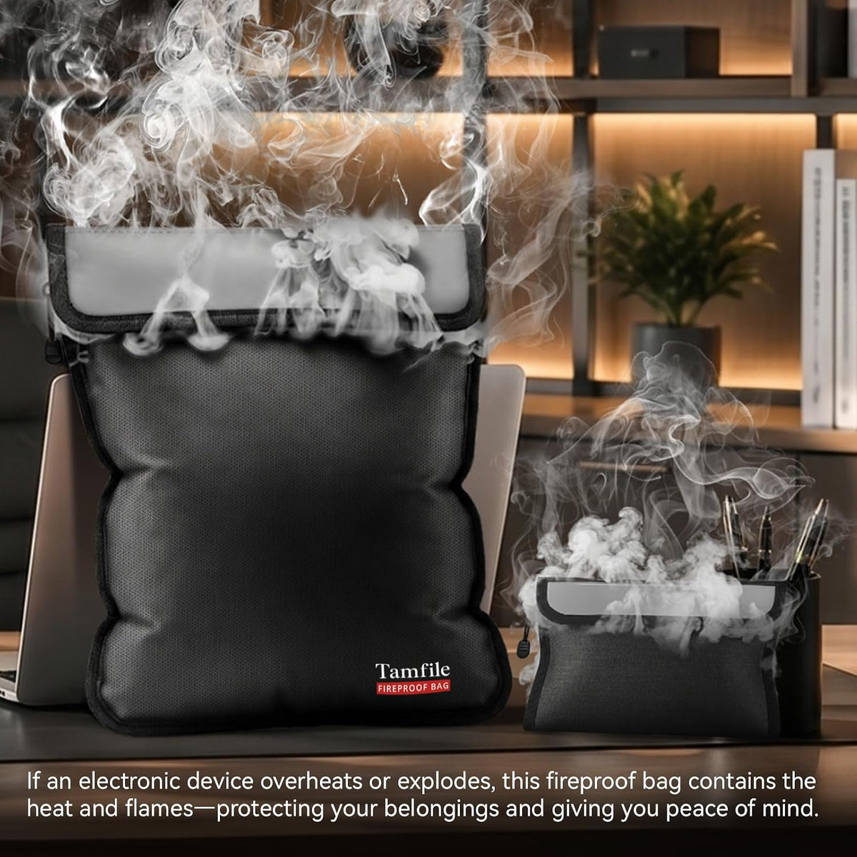 Tamfile Fireproof Document Bag with 2 Pack Fireproof Organizer Travel Bag