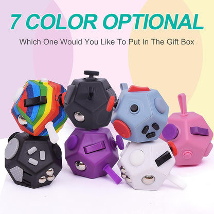 UOOEFUN Small Fidget Toys,12 Sided Fidget Toys,Mini Cube Toys Relief Stress,Autism and Anxiety Depression Anti for Kids Adults Improve Focus (Grey)