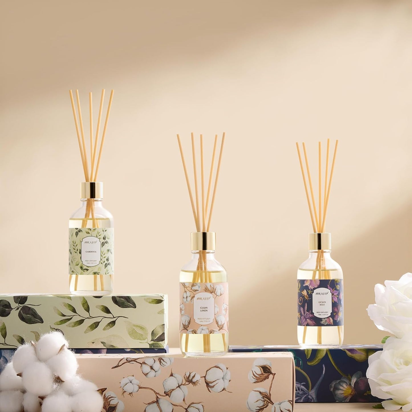 Airkeep Reed Diffuser Oil Set with Reed Sticks,Citrus Aromatherapy Oil Scent Diffuser for Home Office Bathroom Decoration Perfume and Gifts 3.38oz/100ml