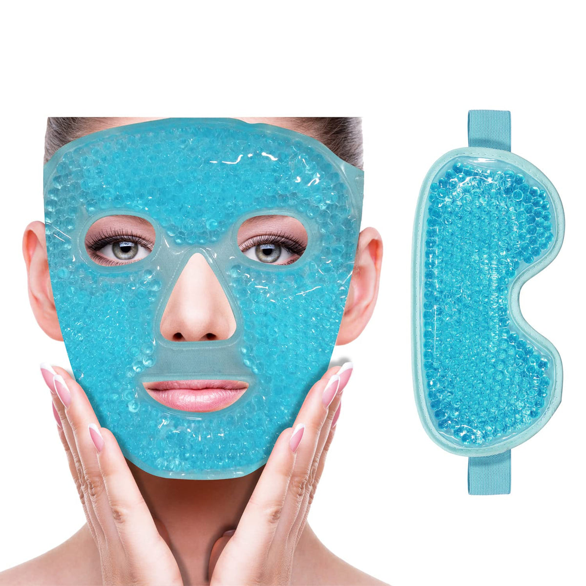 ZNÖCUETÖD Cold Face Ice Mask Facial Ice Pack, Hot Cold Compress for Face