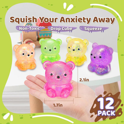 VESPRO 12 Pack Fidget Stress Balls for Adults, Cute Octopus Stress Sensory Stress Ball, Bulk Squishy Squeeze Ball Toys Set for Classroom Prizes and Birthday Party Favors