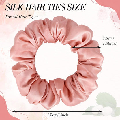 4 Pack 100% Mulberry Silk Scrunchies for Hair Sleep, No Damag Frizz Control Stylish Silk Hair Scrunchies Small Gifts for Women