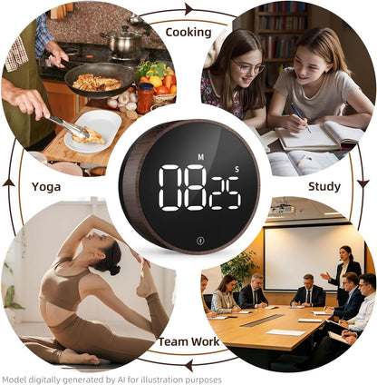 VOCOO Digital Kitchen Timer - Magnetic Countdown Countup Timer with Large LED Display Volume Adjustable, Easy for Cooking and for Seniors and Kids to Use (Space Grey)