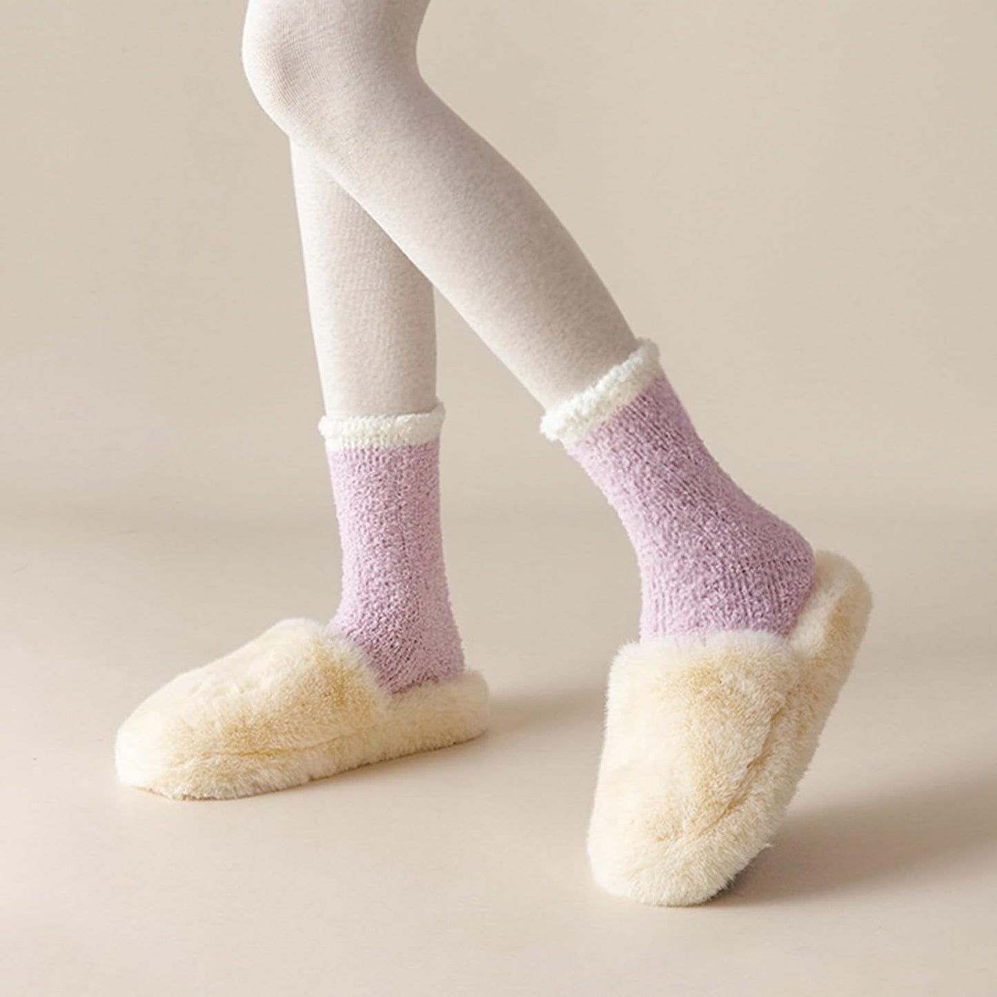 CHOWISH Womens Fuzzy Slipper Socks Super Soft Microfiber Fluffy Cozy Winter Warm Fuzzy Crew Socks