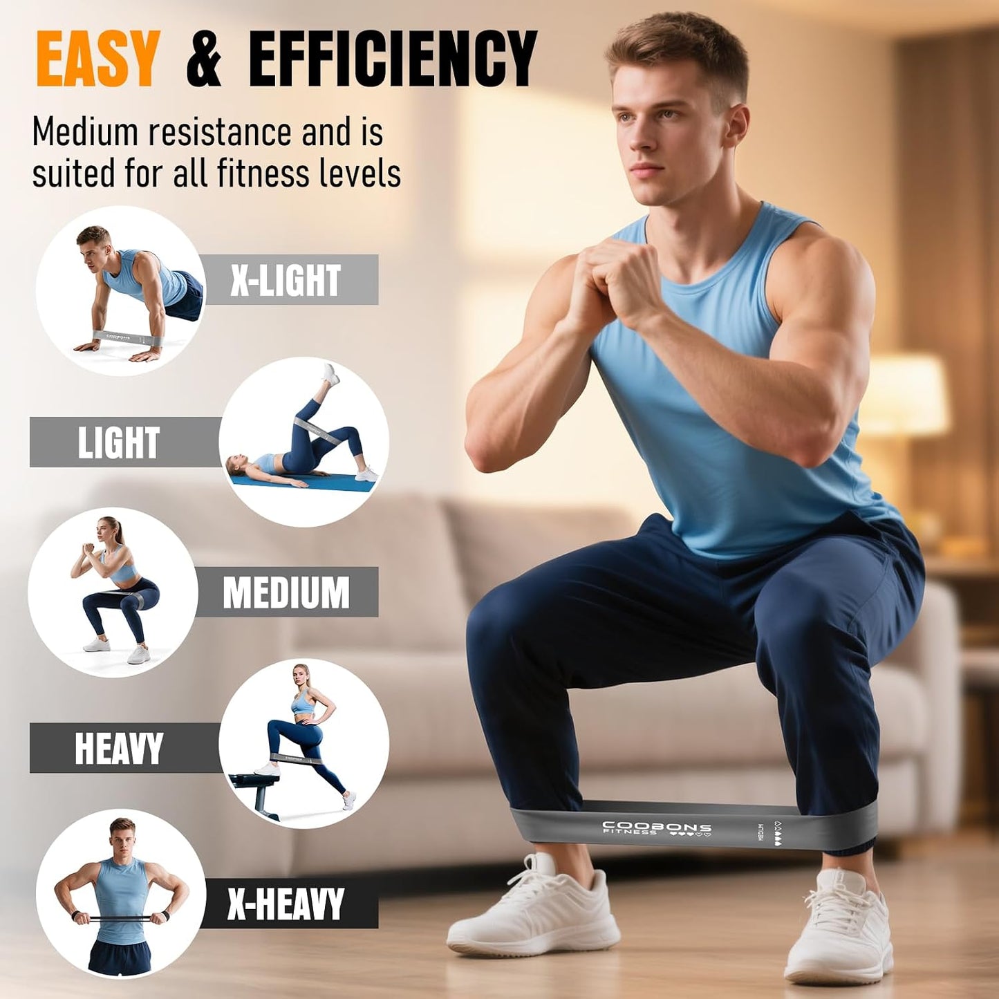 Resistance Bands for Working Out, Exercise Bands Resistance Bands Set with 5 Resistance Levels, Latex Loop Bands for Women Men, Workout Bands for Legs, Glutes, Strength Training, Yoga, Home Gym