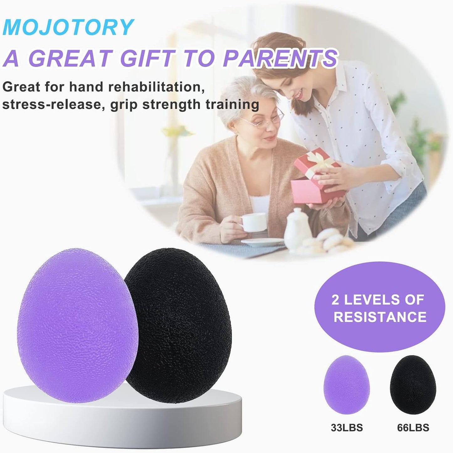 Stress Balls for Adults, Hand Exersicers for Strength, Squeeze Balls for Hand Therapy, Hand Exersice Balls for Hand, Finger and Wrist Training with Carrying Bag