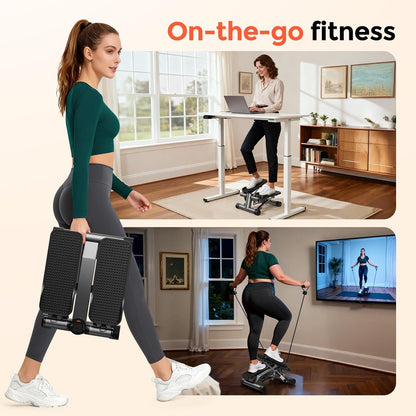 SPORTSROYALS Stair Stepper,Twist/Mini Stepper for Exercise at Home,Step Machine with Resistance Bands for Full Body Workout, 350lbs+ Capacity