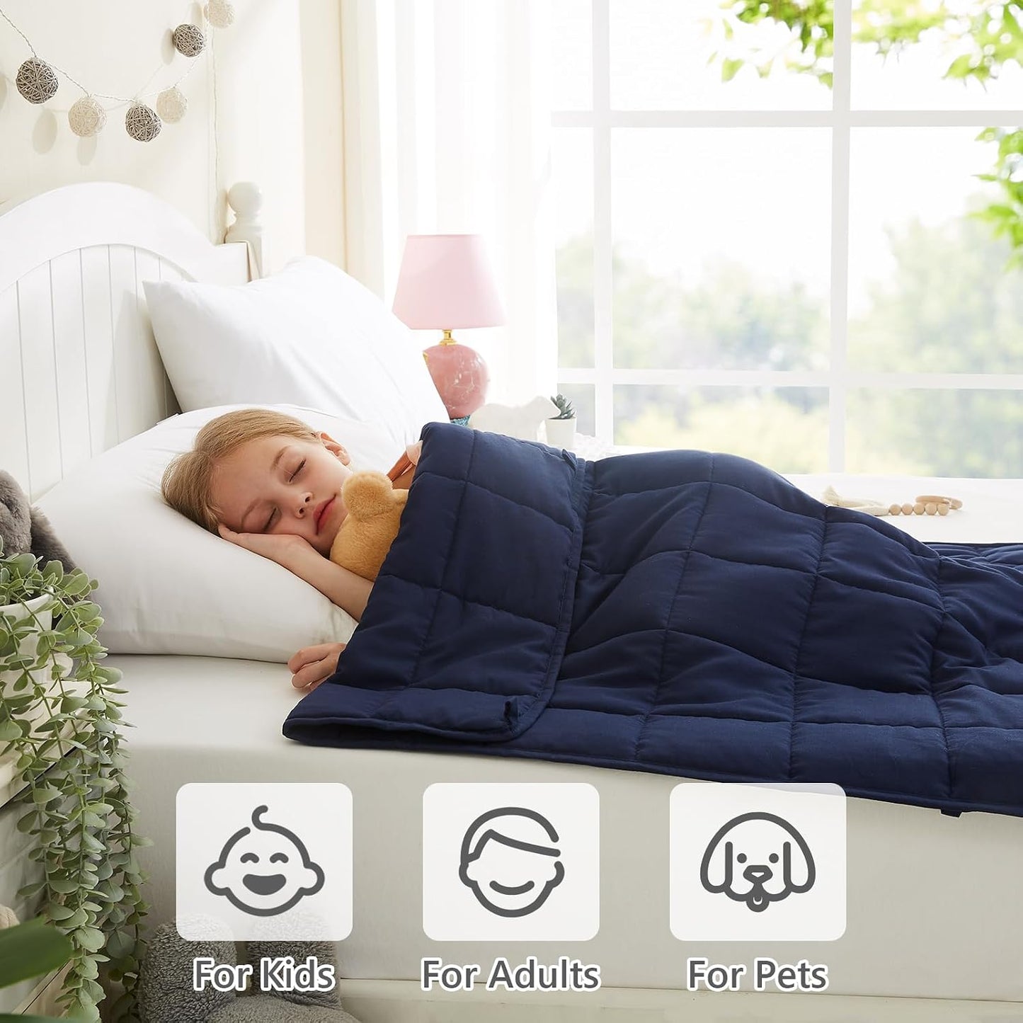 L'AGRATY Weighted Lap Pad 7lb: Small Weighted Blanket for Adults - Cooling Portable Travel Blanket for Relaxation Sleeping - Washable All-Season (29" x 24")