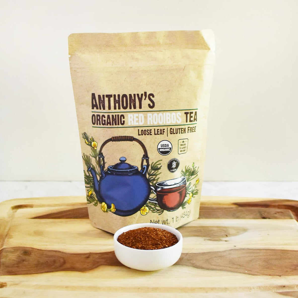 Anthony's Organic Red Rooibos Loose Leaf Tea, 1 lb, Gluten Free, Non GMO, Non Irradiated, Keto Friendly