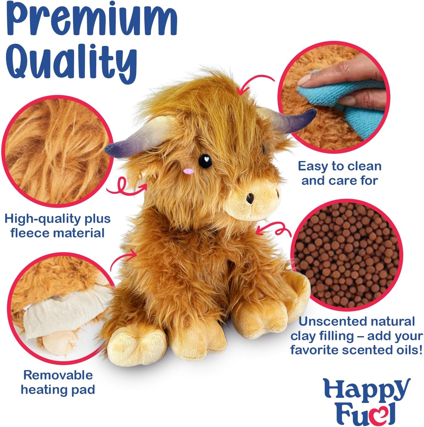 Bunny Microwavable & Weighted Stuffed Animals - 1.5 Lbs Unscented Heating Pad for Period Cramps Pain Relief and Anxiety, Cute Bunny Plush Toys Gifts for Women Girls Adults and Kids by Happy Fuel