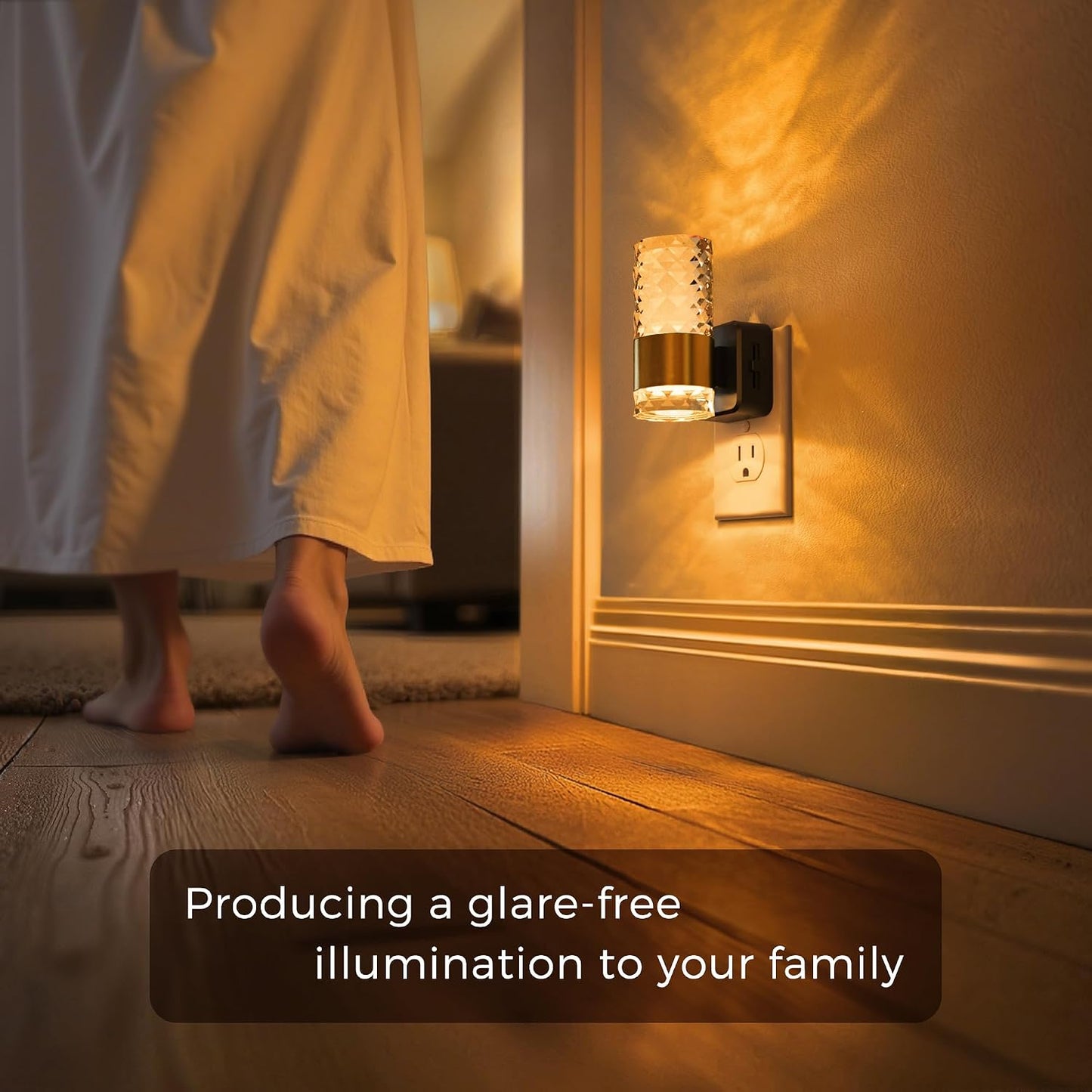 L LOHAS LED Night Lights Plug into wall, Amber Night Light with Adjustable Brightness, Plug in NightLight with Auto Light Sensor, Wall Sconce-Style Design Night Light for Bathroom,Hallway, 2 Pack