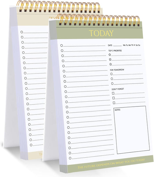 2 Packs To Do List Notepad, 104 Pages To Do List Notebook A5 Undated Daily Planner Notepad with Task Checklist Home Office School Supplies