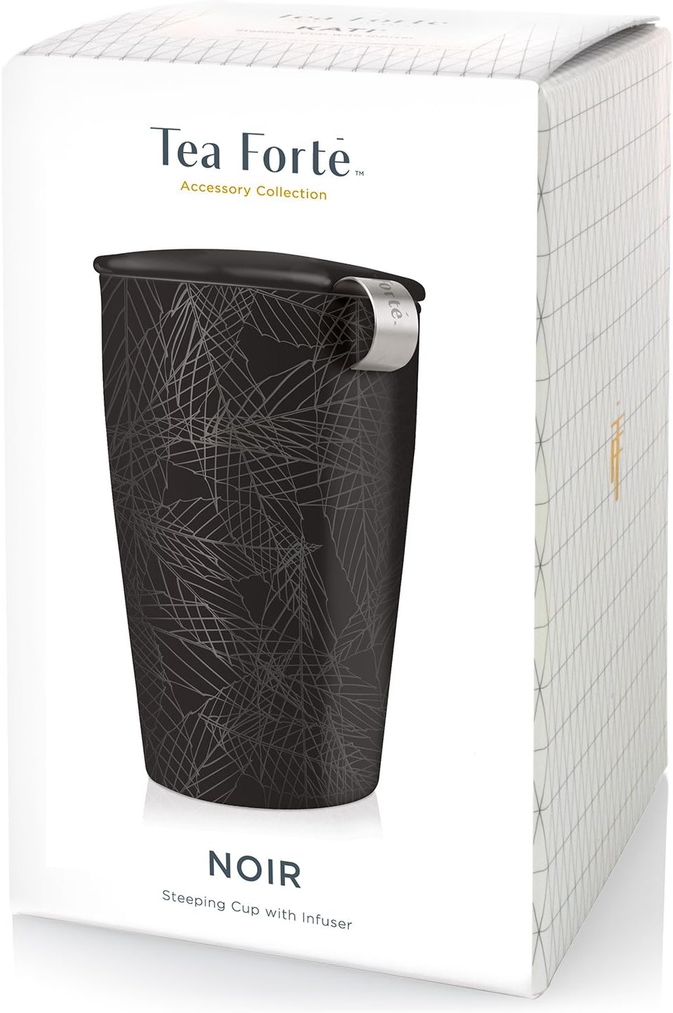 Tea Forte Double-Walled Ceramic Kati Cup, Removable Stainless Steel Infuser Basket and Lid, Steeps 12 oz Loose Leaf Tea, Dishwasher & Microwave Safe, Cherry Blossom