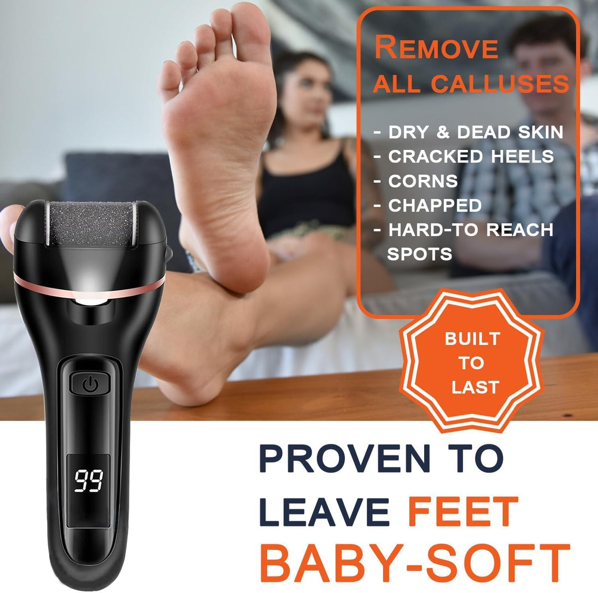 Callus Remover for Feet Electric Foot File, 13-in-1 Professional Pedicure Tools Foot Care Kit, Foot Scrubber Pedi for Hard Cracked Dry Dead Skin, 3 Rollers, 2 Speed, Battery Display (Black2)