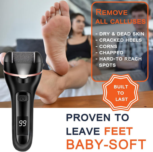 Callus Remover for Feet Electric Foot File, 13-in-1 Professional Pedicure Tools Foot Care Kit, Foot Scrubber Pedi for Hard Cracked Dry Dead Skin, 3 Rollers, 2 Speed, Battery Display (Black2)