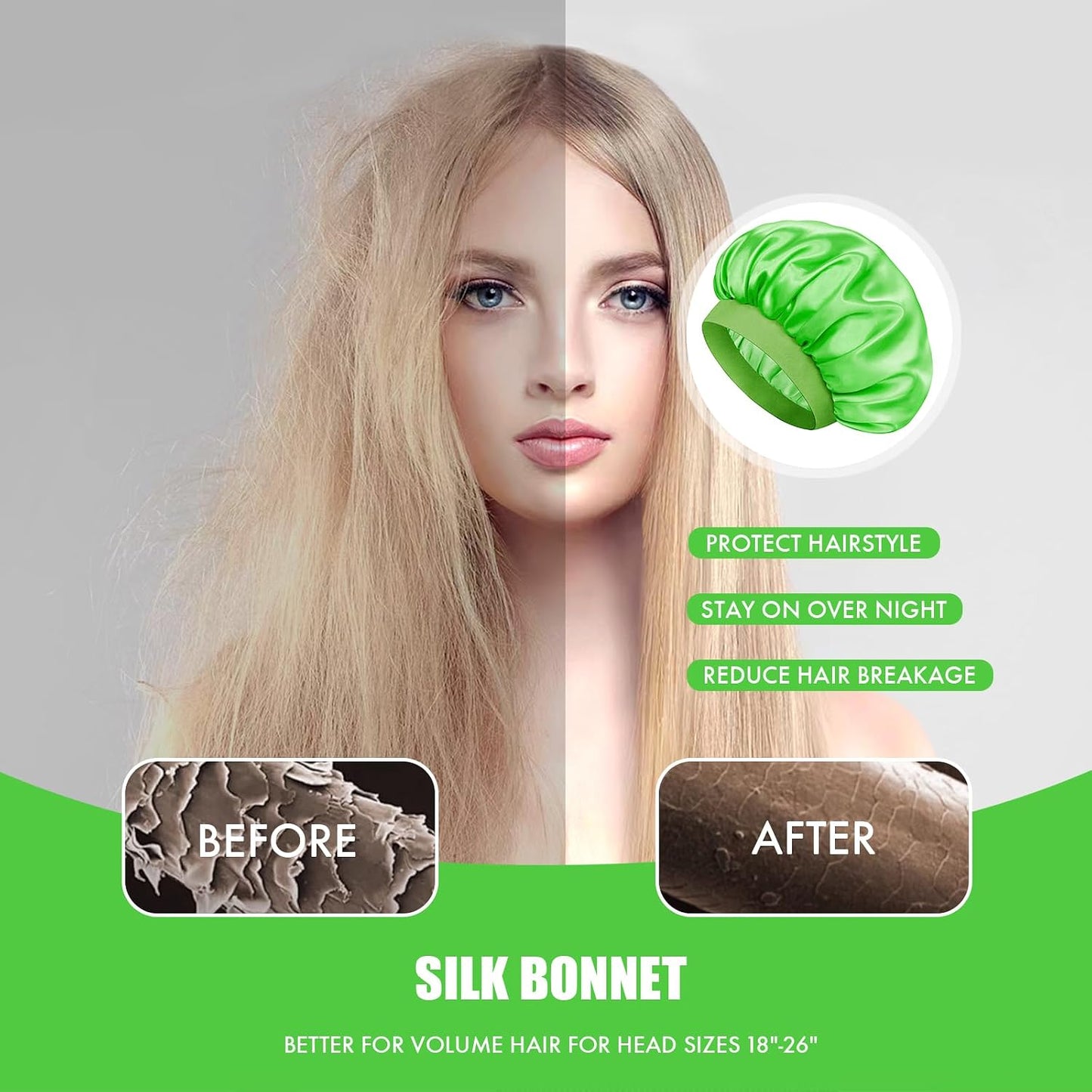 Satin Silk Bonnet for Sleeping, Double Layer Silk Sleep Cap for Men & Women, Soft Satin Lined Bonnet for Curly Hair