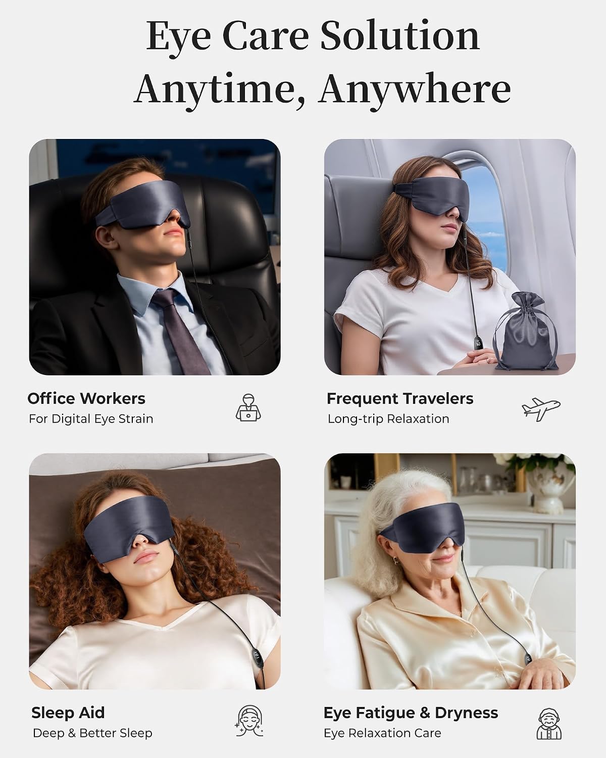 Heated Eye Mask for Dry Eyes, USB Powered Silk Warm Compress for Eyes