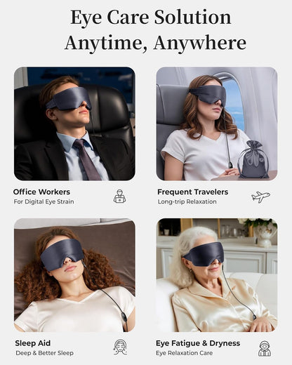Heated Eye Mask for Dry Eyes, USB Powered Silk Warm Compress for Eyes