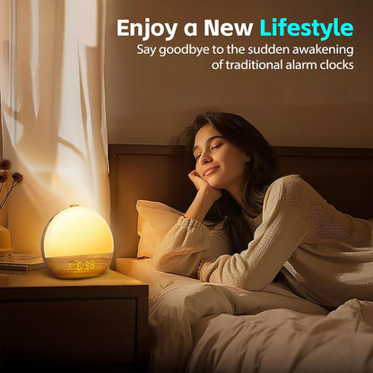 Geuuap Sunrise Alarm Clock White Noise Machine with Bluetooth Speaker,Khaki