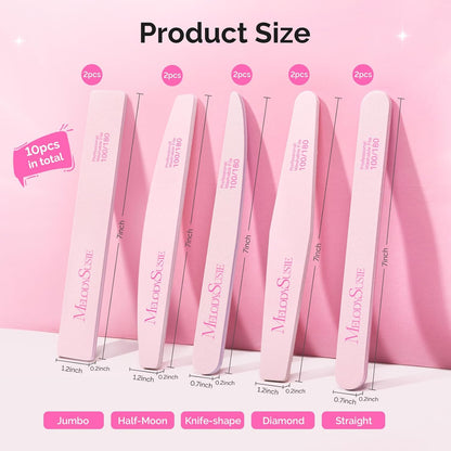 MelodySusie 16Pcs Professional Nail Buffer Kit,Nail Files and Buffers,Nail Buffer Block,Nail Brush, Nail File Buffers Kit for Natural Nails,DIY,Home Use,Salon（100/180 Grit）