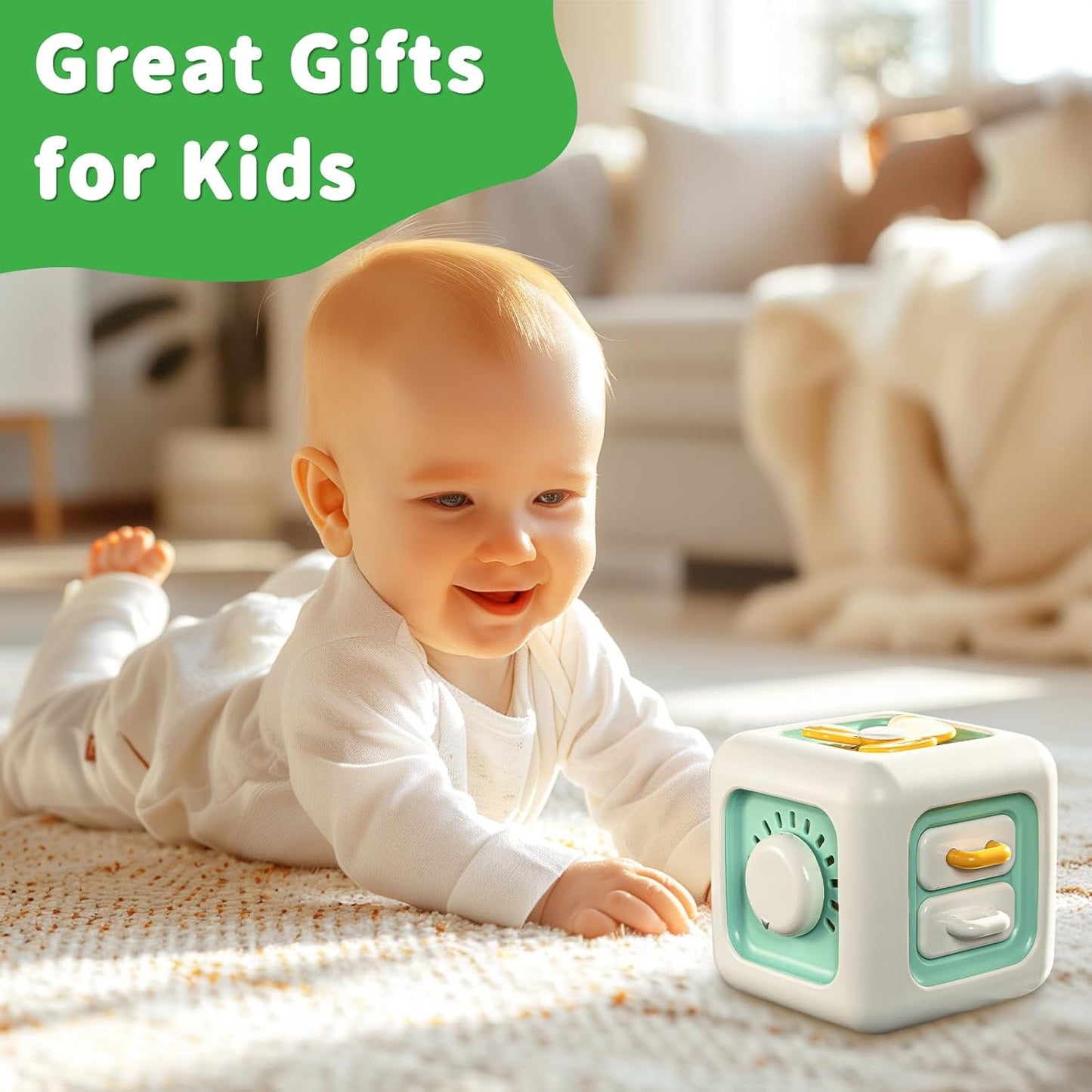 SOCBTNSO Busy Cube Toy for 1 Year Old Boy, Montessori Toys for 1+ Year Old, Travel Toys for Toddlers 1-3, Learning Fine Motor Skills| 1st Birthday Gifts 6 9 12 Months Baby