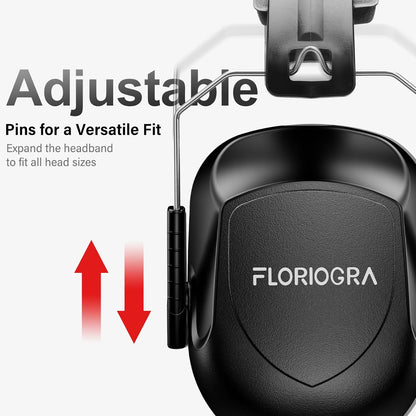 Floriogra Noise Reduction Ear Muffs, NRR 34dB Ear Protection, Hearing Protection Noise Cancelling Headphones for Adults Kids Autism, Shooting Ear Protection for Gun Range, Mowing, Construction