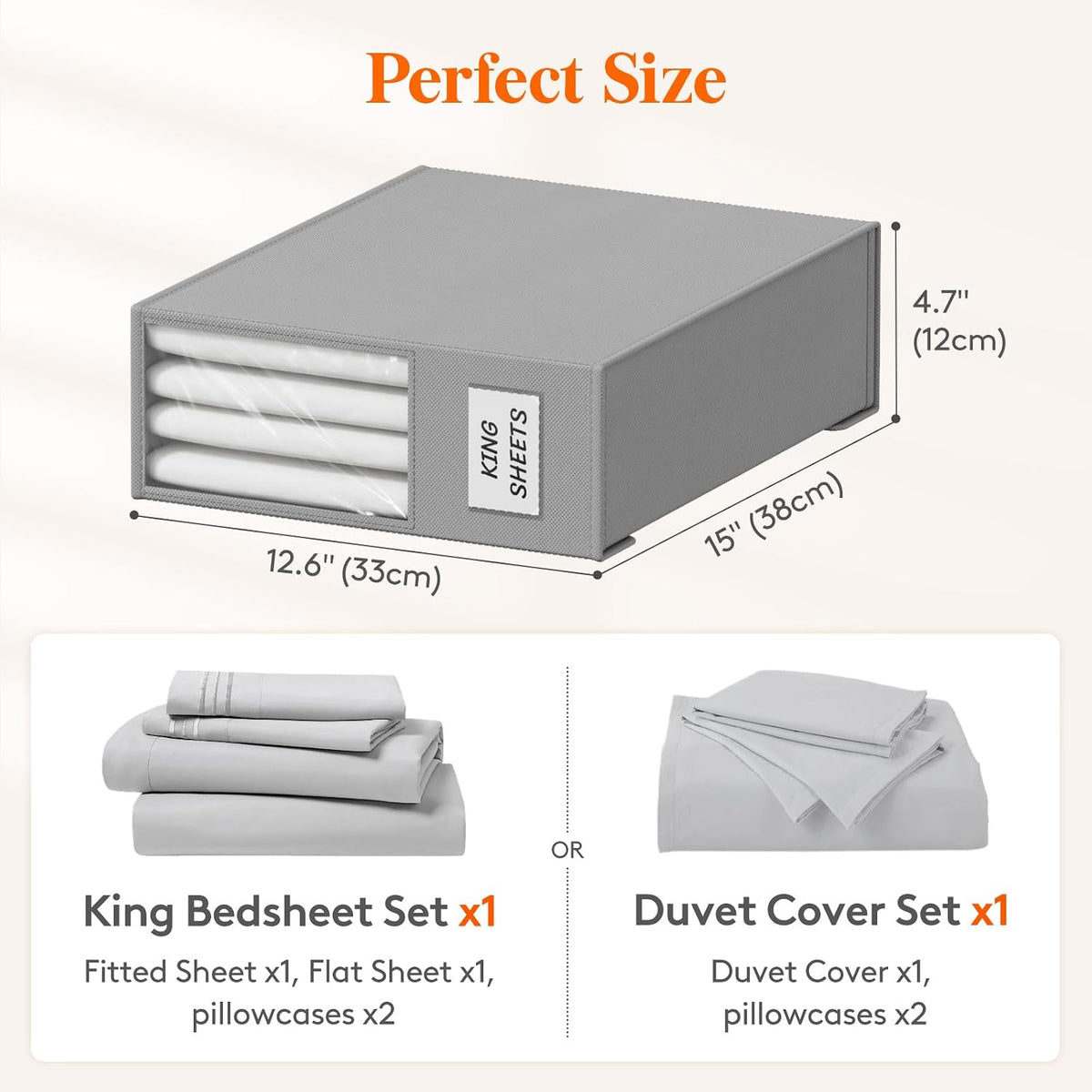 Lifewit Bed Sheet Organizer, Foldable Bedding Sheet Organizers and Storage with Large Clear Window and Label, Sheets Organizer for Linen Closet, Storage Box Bins with Lids for Duvet Cover Set